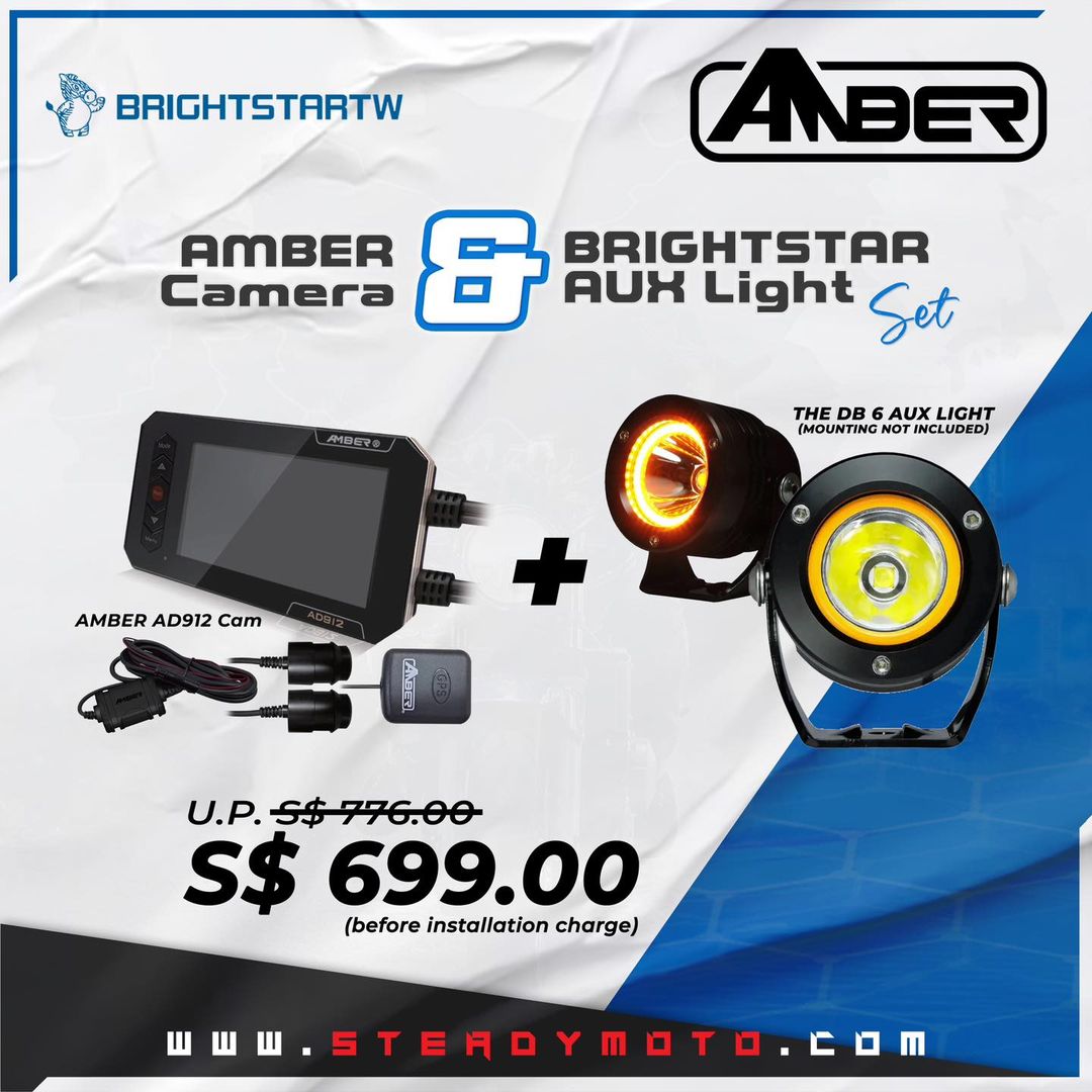 AMBER AD912 Cam & BRIGHTSTAR Aux Light Set