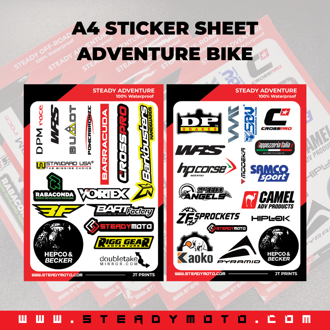 STEADY A4 Sticker Sheet Adventure Bike