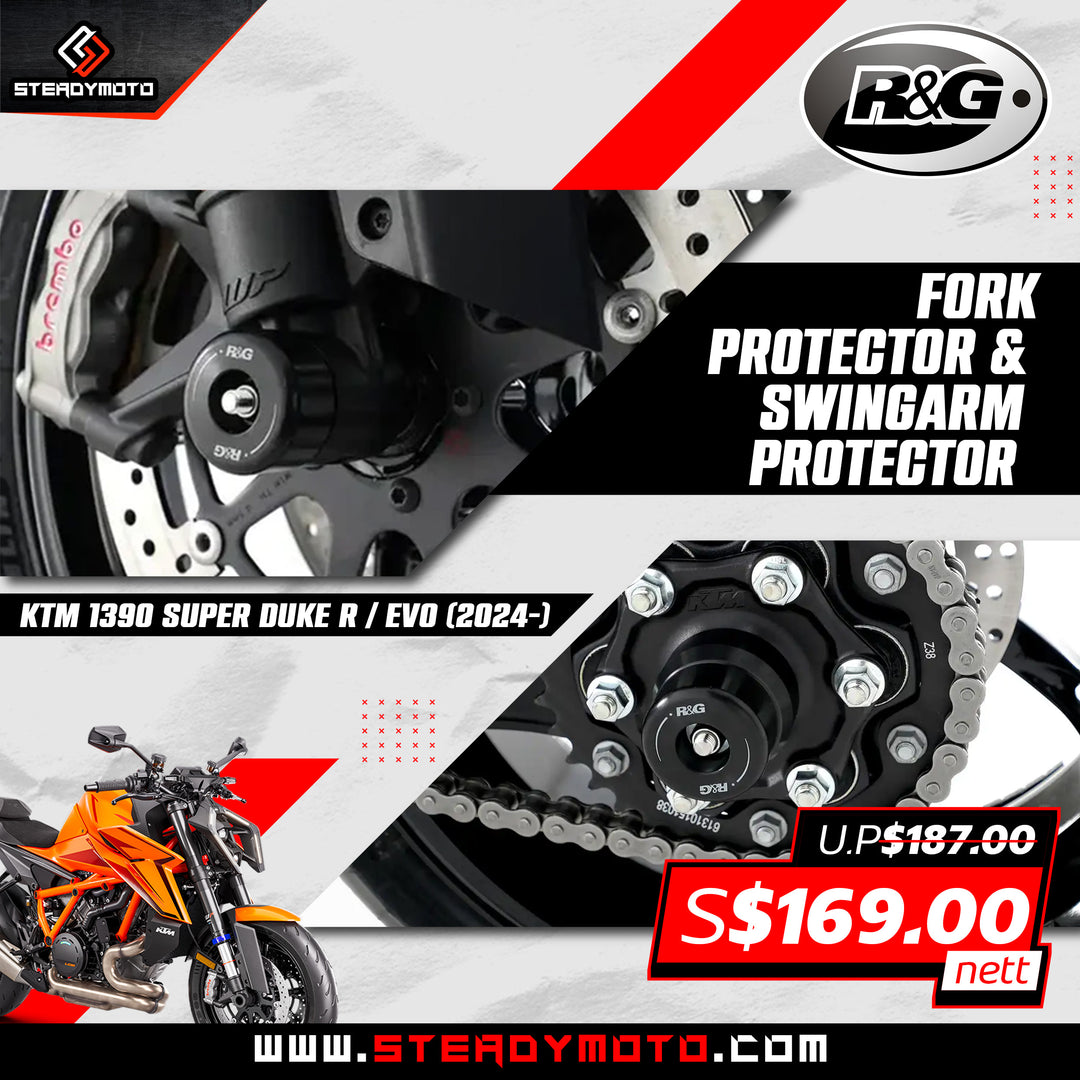 R&G Fork Protector & Swingarm Protector for KTM 1390 Super Duke R / Evo (2024-)