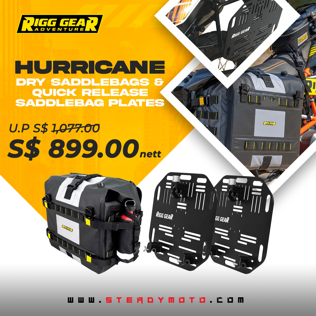 HURRICANE Dry Saddlebags & Quick Release Saddlebag Plates Set