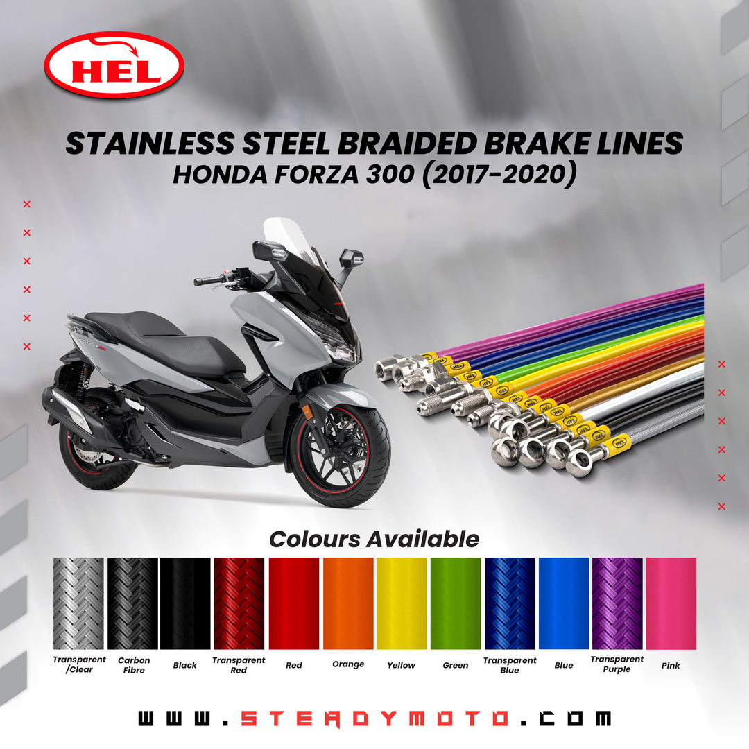 HEL Stainless Steel Braided Brake Lines for HONDA FORZA 300 (2017-2020)