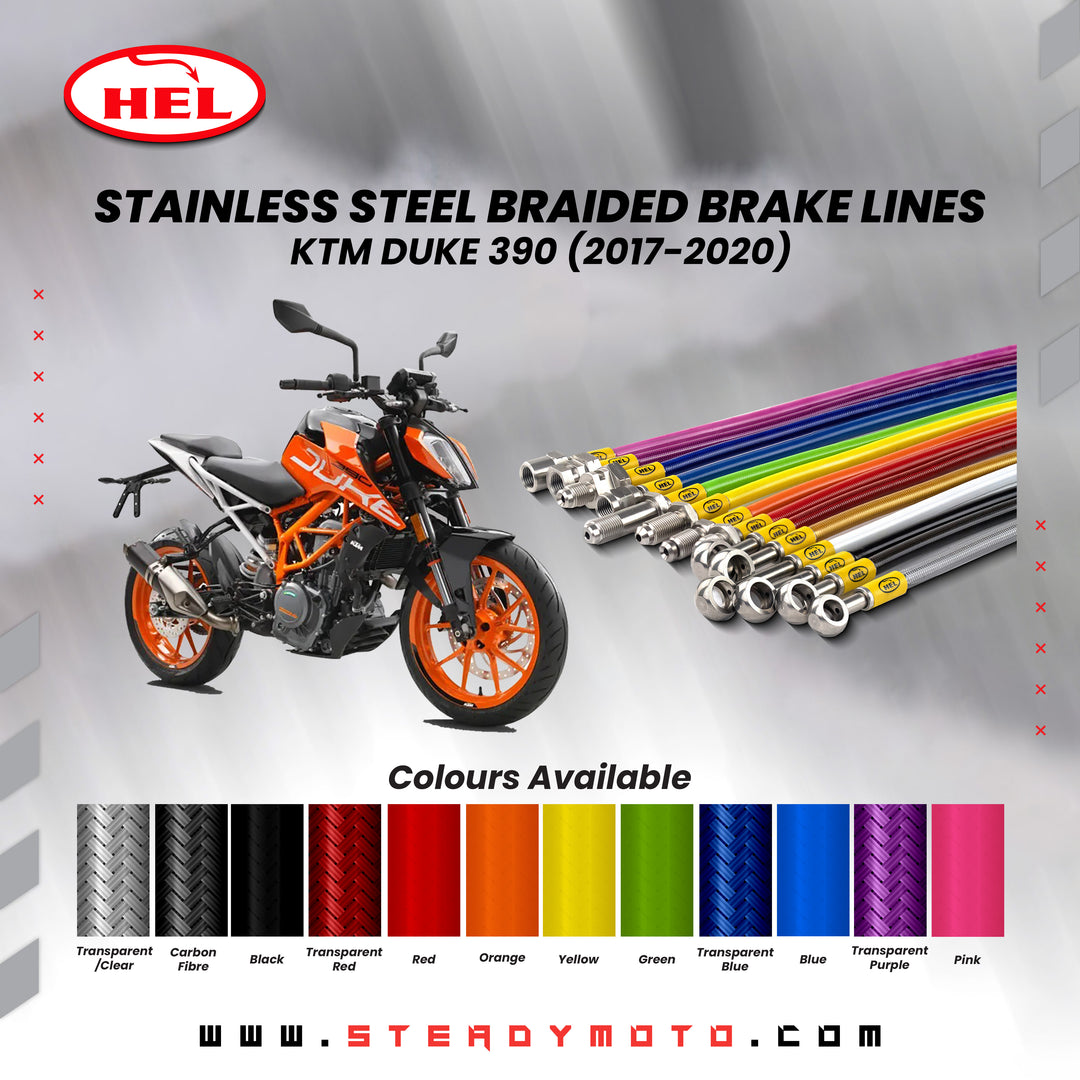 HEL Stainless Steel Braided Brake Lines for KTM 390 DUKE (2017-2019)