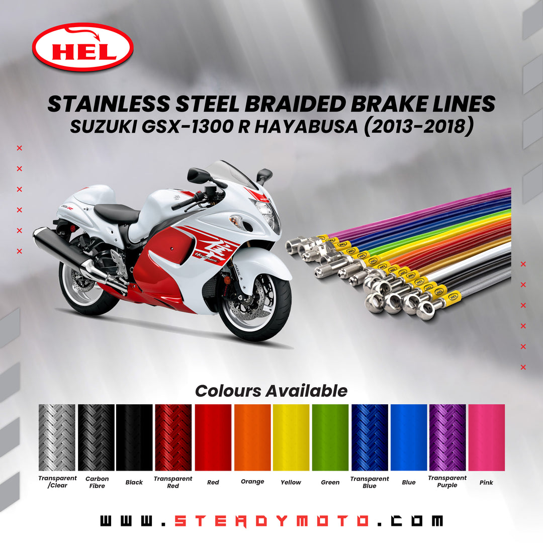 HEL Stainless Steel Braided Brake Lines for SUZUKI GSX-R 1300 HAYABUSA (2013-2018)