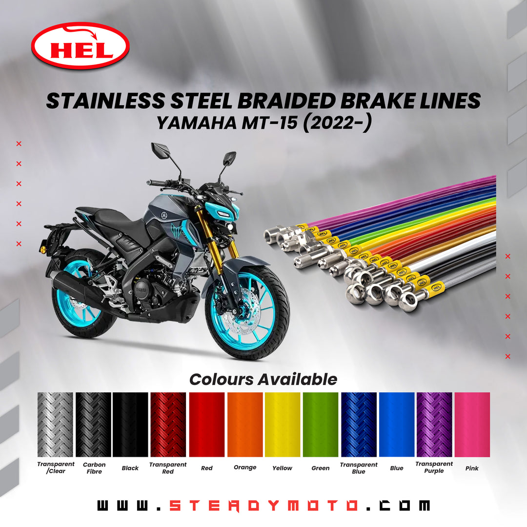 HEL Stainless Steel Braided Brake Lines for YAMAHA MT-15 (2022-)