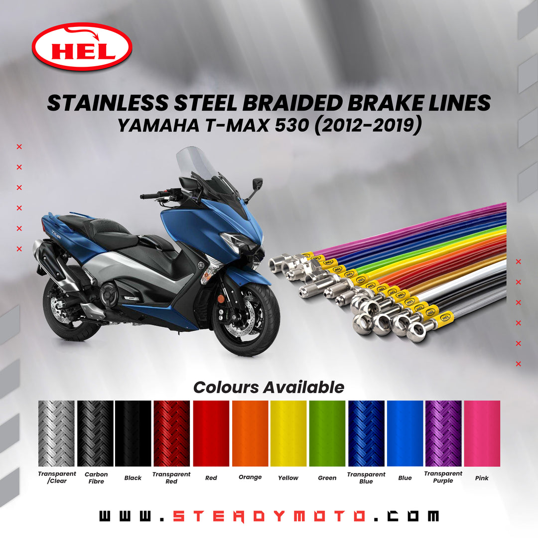 HEL Stainless Steel Braided Brake Lines for YAMAHA T-MAX 530 (2012-2019)