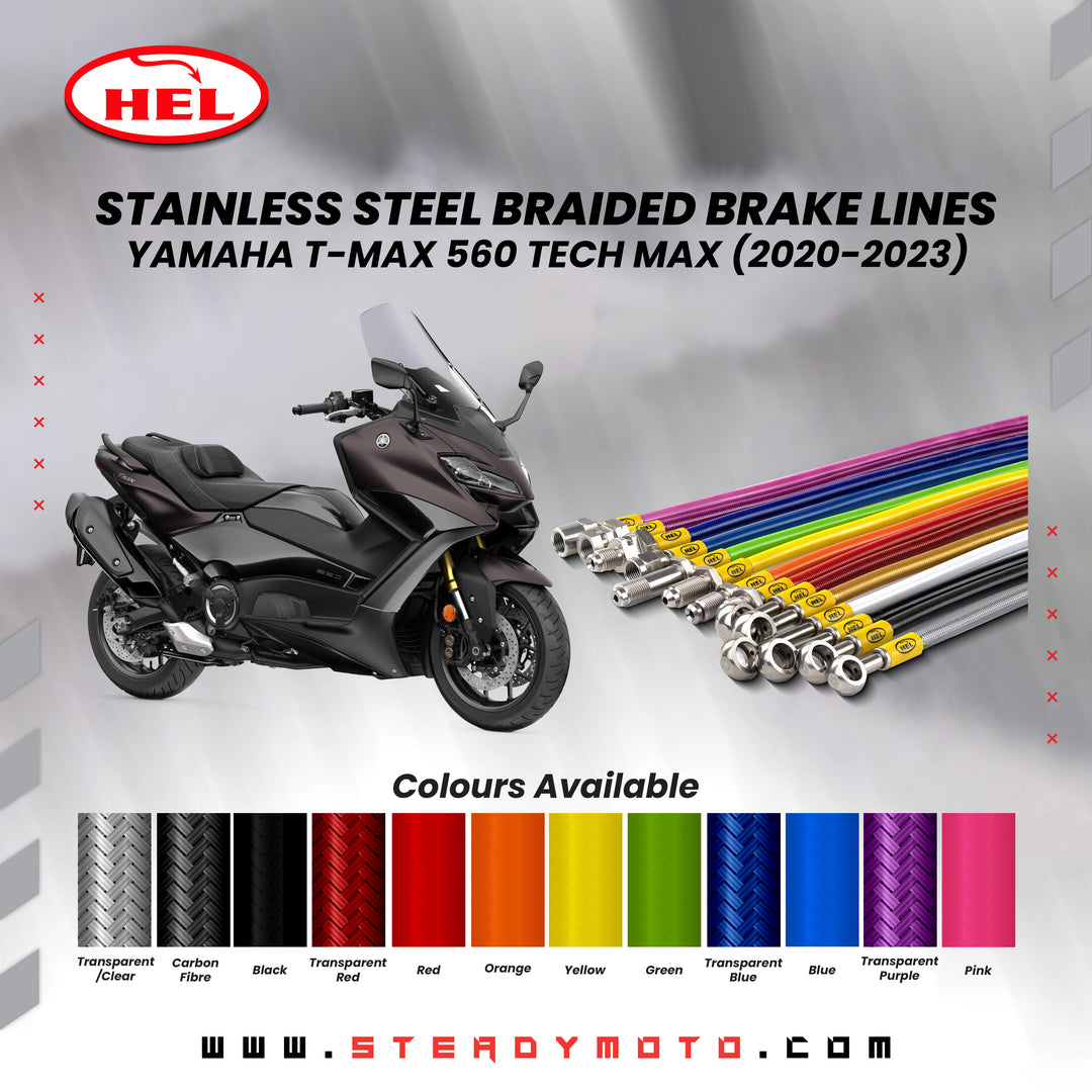 HEL Stainless Steel Braided Brake Lines for YAMAHA T-MAX 560 (2020-2023)