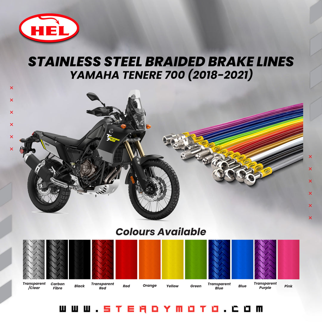 HEL Stainless Steel Braided Brake Lines for YAMAHA TENERE 700 (2018-2021)