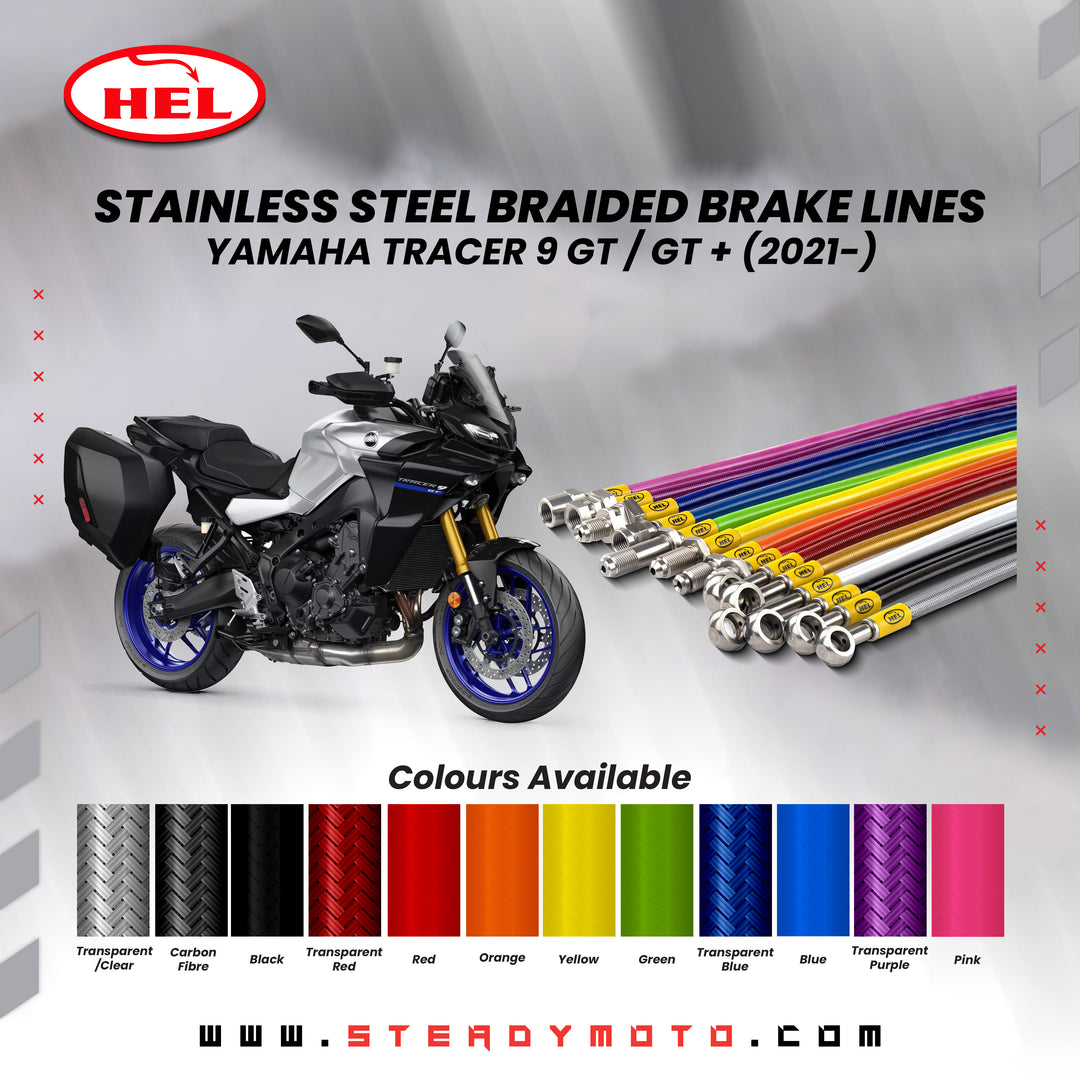 HEL Stainless Steel Braided Brake Lines for YAMAHA TRACER 9 GT / GT + (2021)