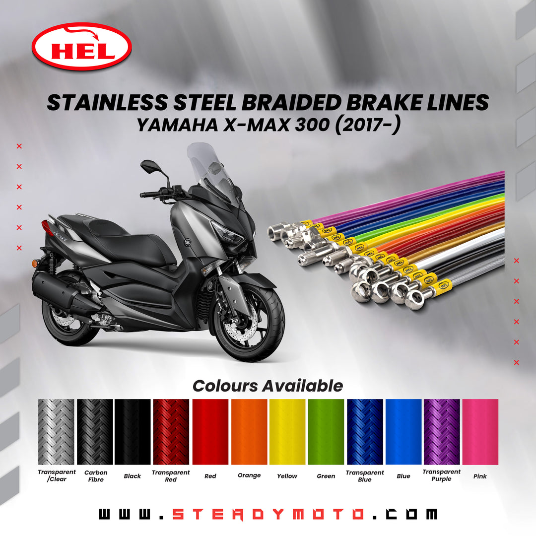 HEL Stainless Steel Braided Brake Lines for YAMAHA X-MAX 300 (2017-)