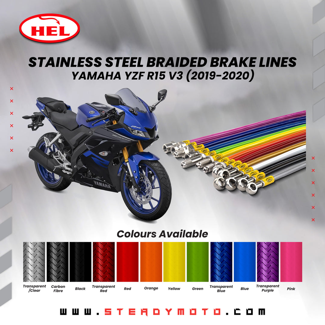 HEL Stainless Steel Braided Brake Lines for YAMAHA YZF R15 V3 (2019-2020)
