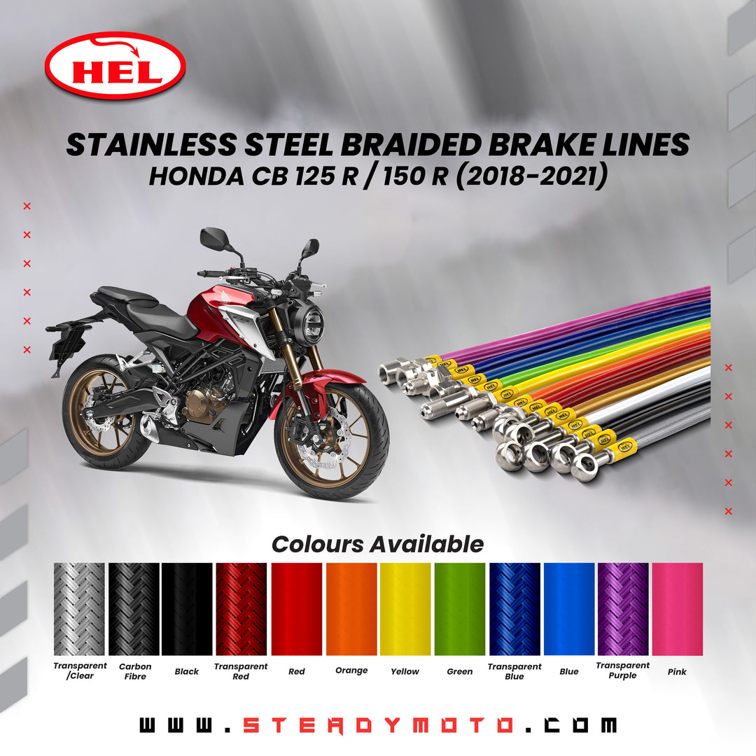 HEL Stainless Steel Braided Brake Lines for HONDA CB 125 R / CB 150 R (2018-2021)
