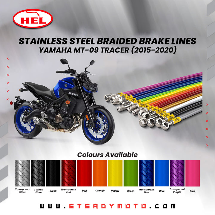 HEL Stainless Steel Braided Brake Lines for YAMAHA MT-09 / MT-09 TRACER / XSR 900 (2015-2019)