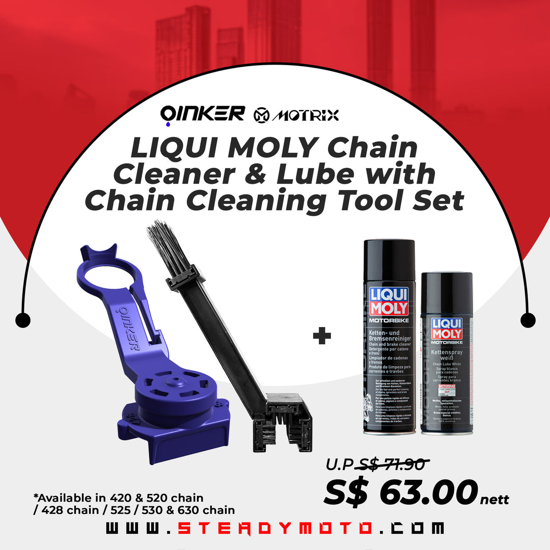 LIQUI MOLY Chain Cleaner & Lube White with Chain Cleaning Tool Set