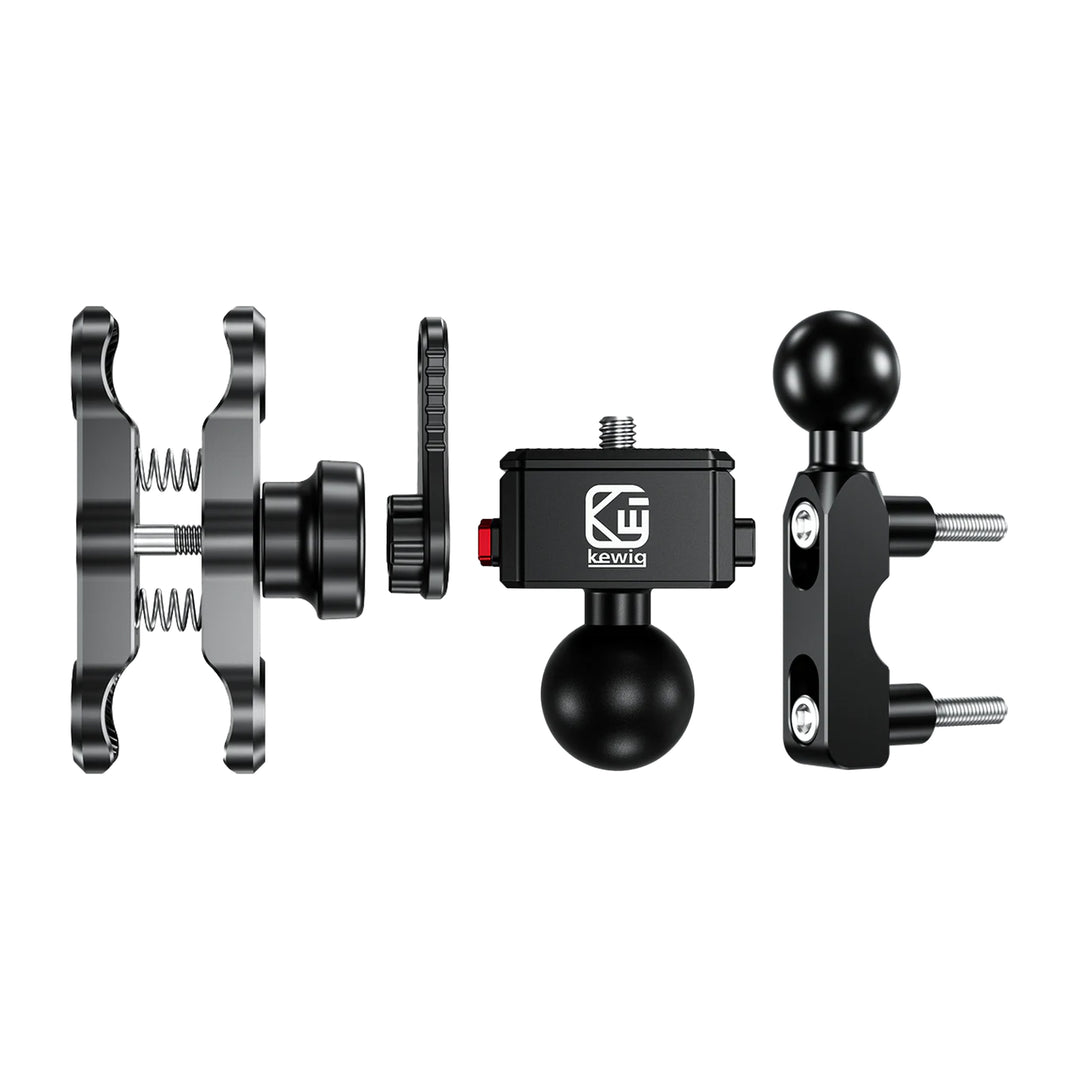 KEWIG Motorcycle Mounting Base with Anti-Theft 3" Ball Mount & Quick Release for 1/4" Mounting Screw