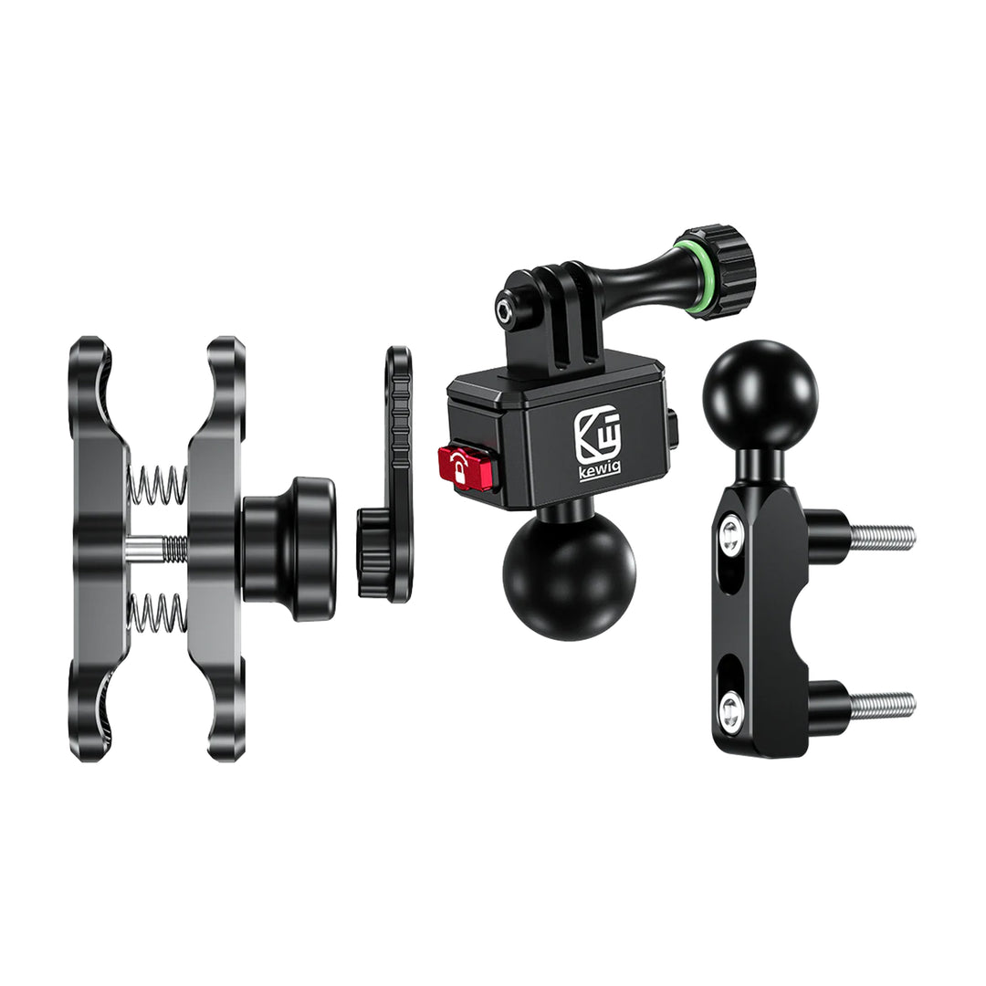 KEWIG Motorcycle Mounting Base with Anti-Theft 3" Ball Mount & Quick Release for GOPRO