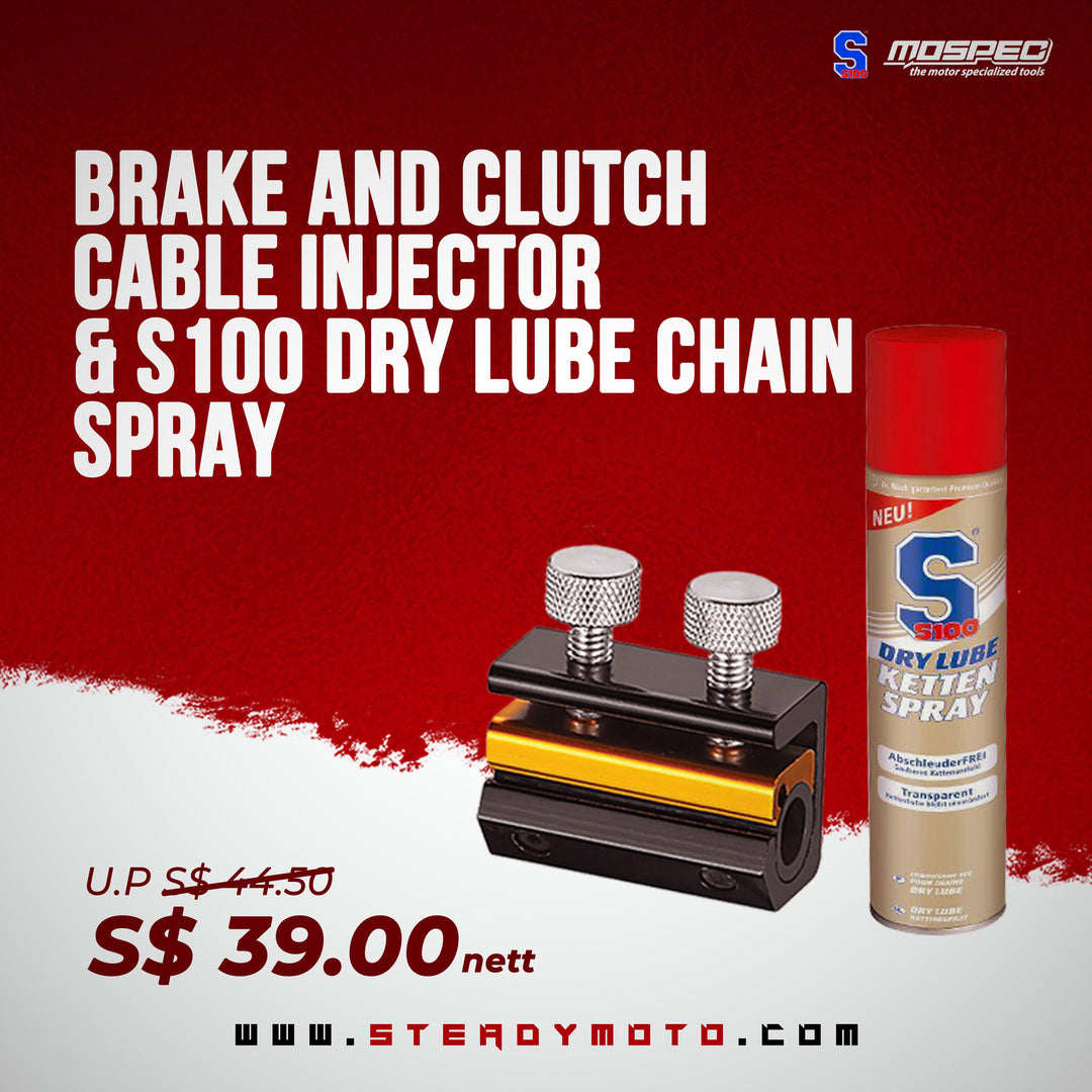Brake and Clutch Cable Injector & S100 Dry Lube Chain Spray Set