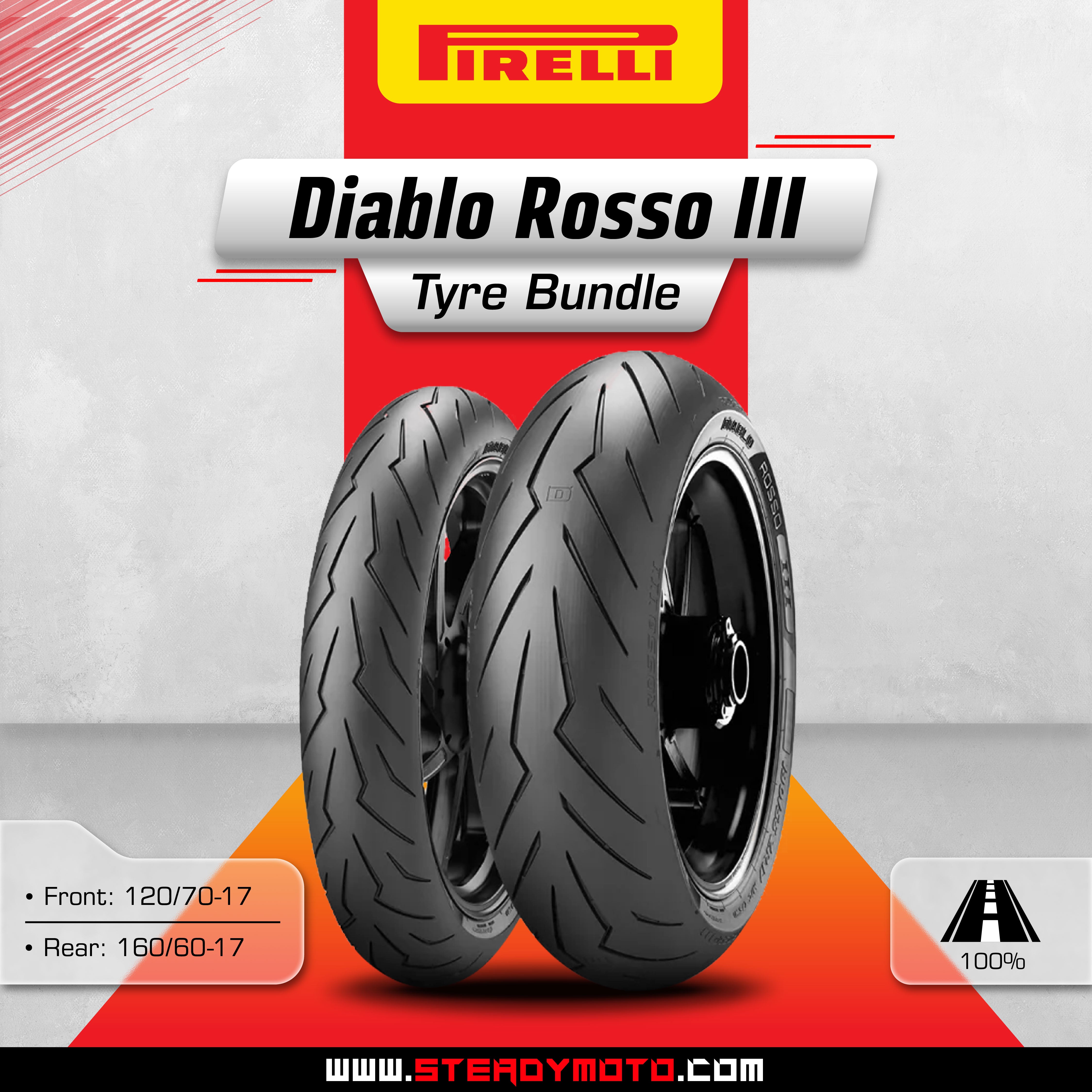 PIRELLI Diablo Rosso III Tyre Bundle - F17/R17 – SteadyMoto
