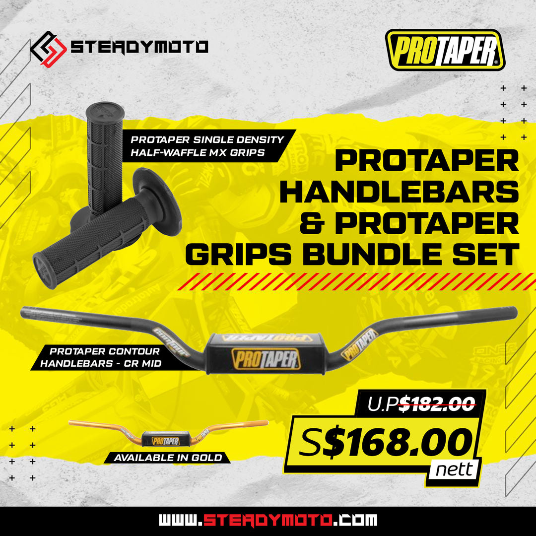 PROTAPER Contour Handlebar (CR Mid) & Half-Waffle MX Grips Bundle Set
