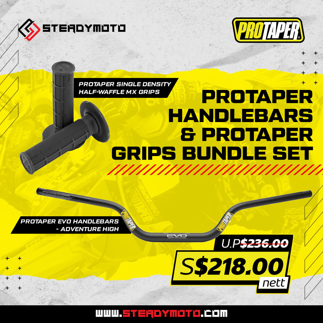 PROTAPER EVO Handlebar (Adv High) & Half-Waffle MX Grips Bundle Set