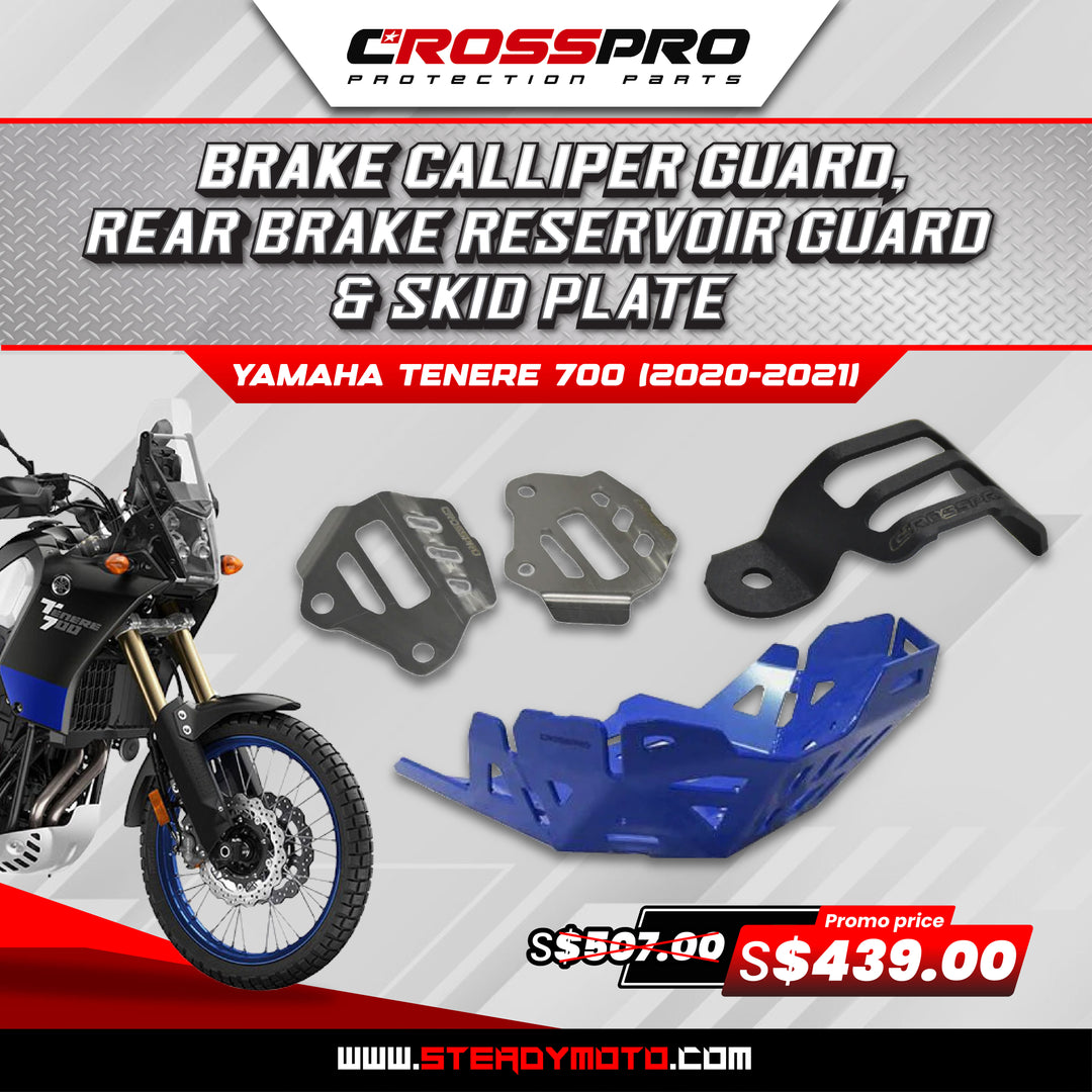 CROSSPRO Brake Calliper Guard, Rear Brake Reservoir Guard & Skid Plate for YAMAHA Tenere 700 (2020-2021)