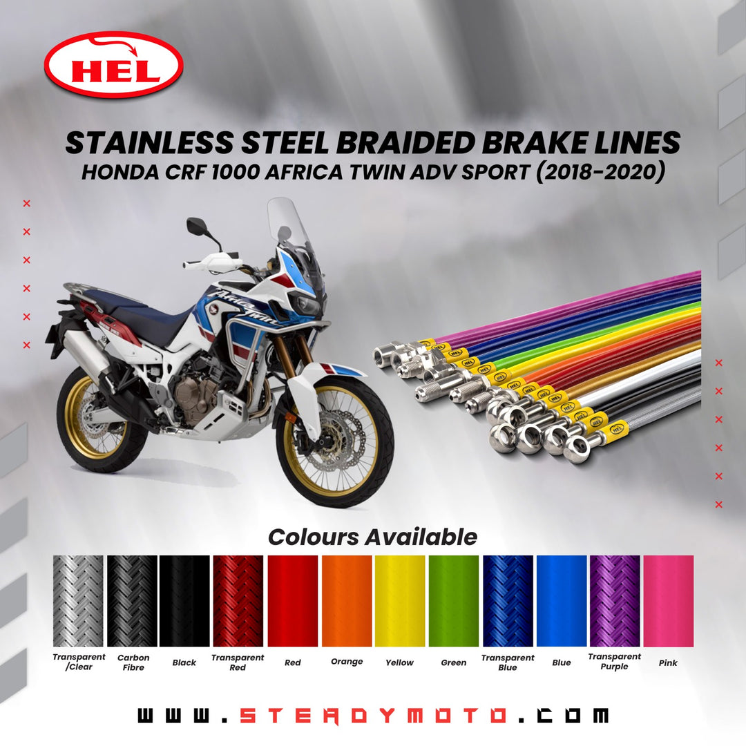 HEL Stainless Steel Braided Brake Lines for HONDA CRF 1000 Africa Twin ADV SPORT (2018-2020)