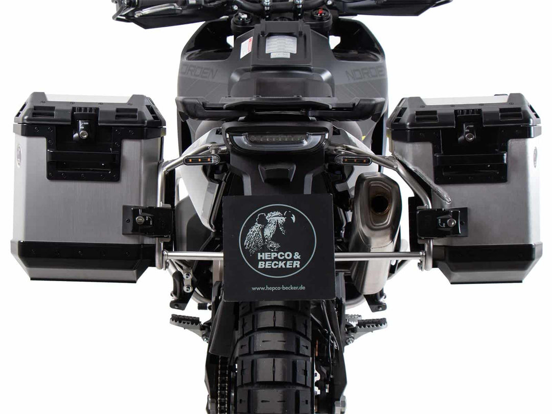 SideCarrier Cutout Stainless Steel incl. XPLORER Silver Sideboxes for KTM 790 / 890 Adv & HUSQVARNA Norden 901