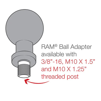 RAM® Ball Adapter with M10 X 1.25 Threaded Post
