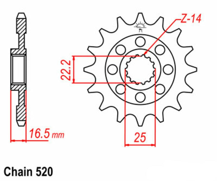 ZF Front Sprocket with Rubber Bushing for selected DUCATI Road Bike Models