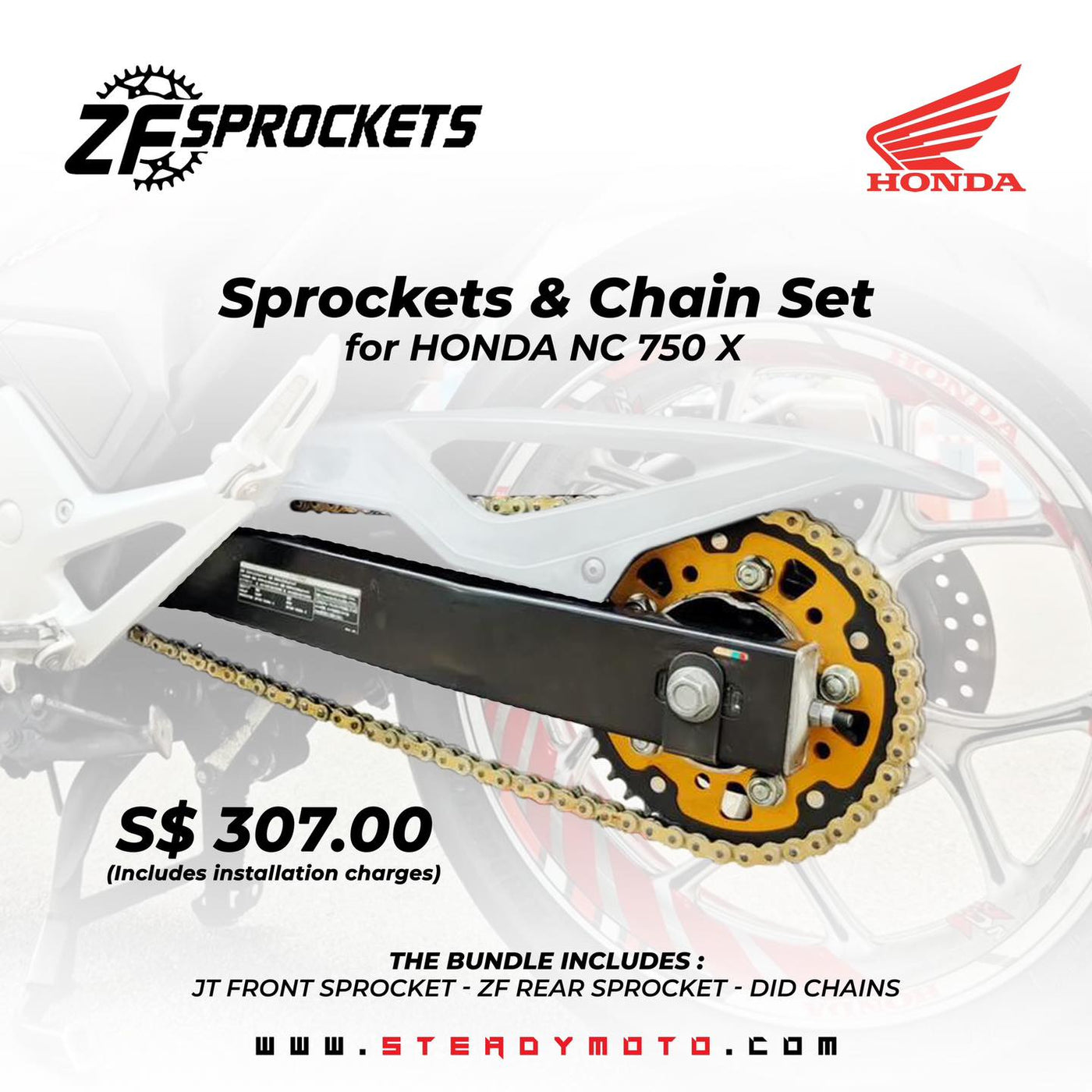 Sprockets & Chain Set for HONDA NC 700 / 750 X