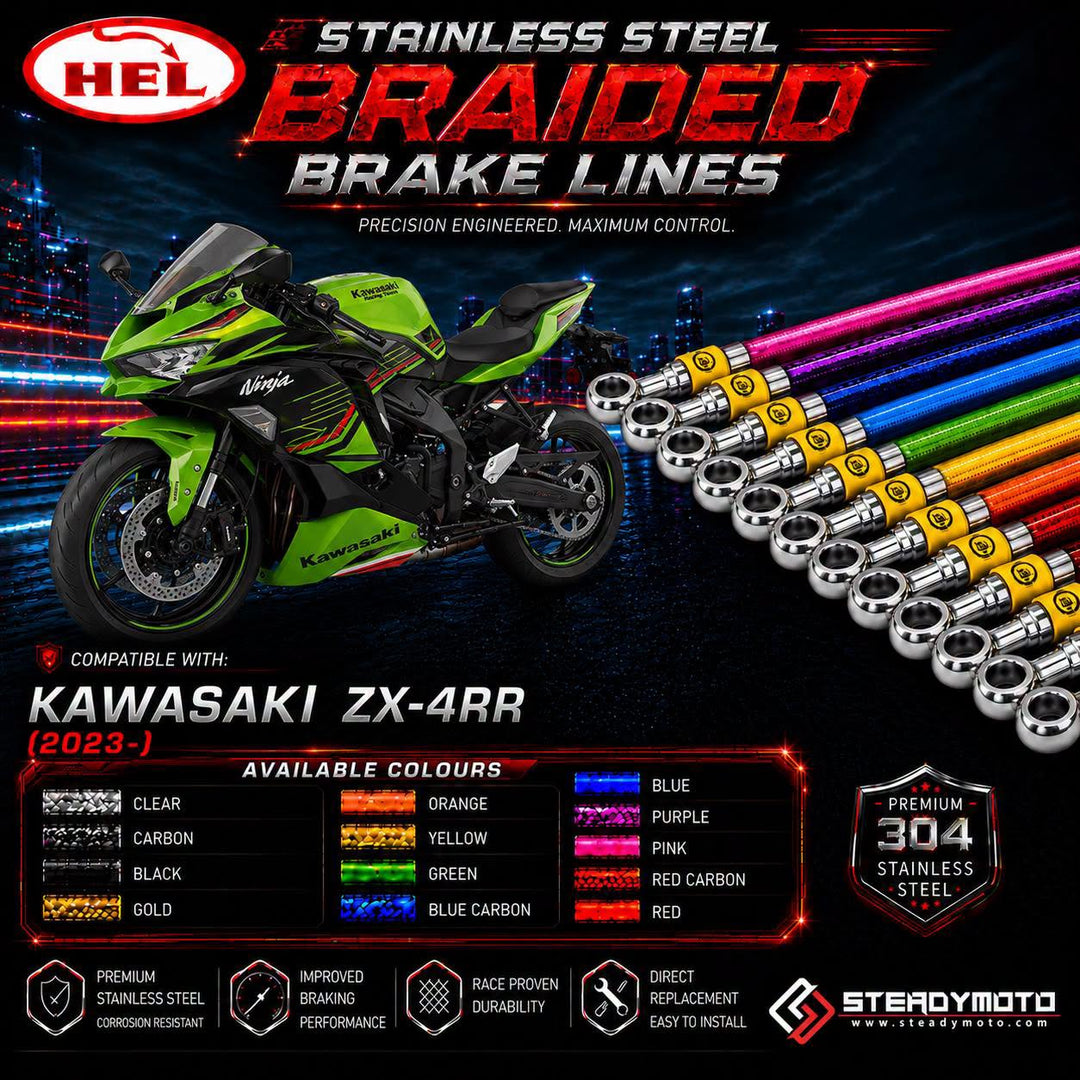 HEL Stainless Steel Braided Brake Lines for KAWASAKI ZX-4RR (2023-)