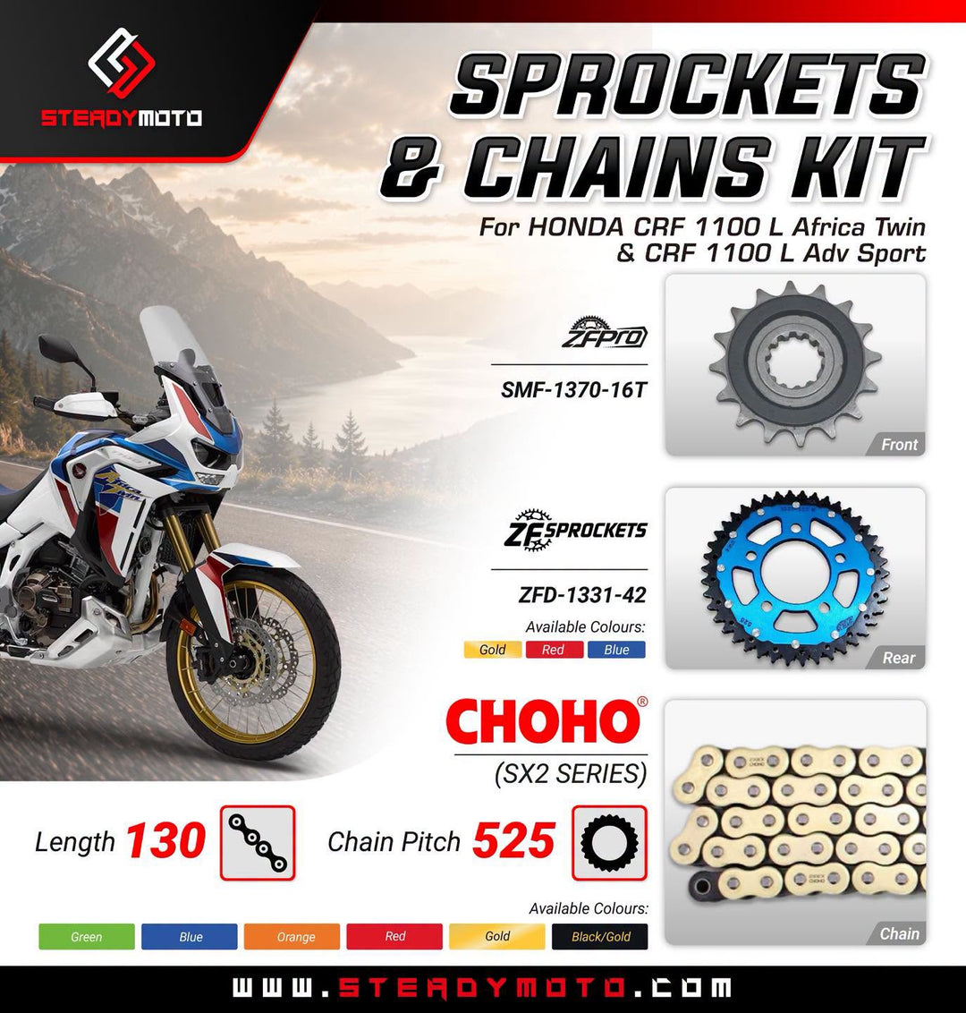 ZF Sprockets & CHOHO Chains for HONDA CRF 1100 L Africa Twin & Adv Sport (2020-2025)