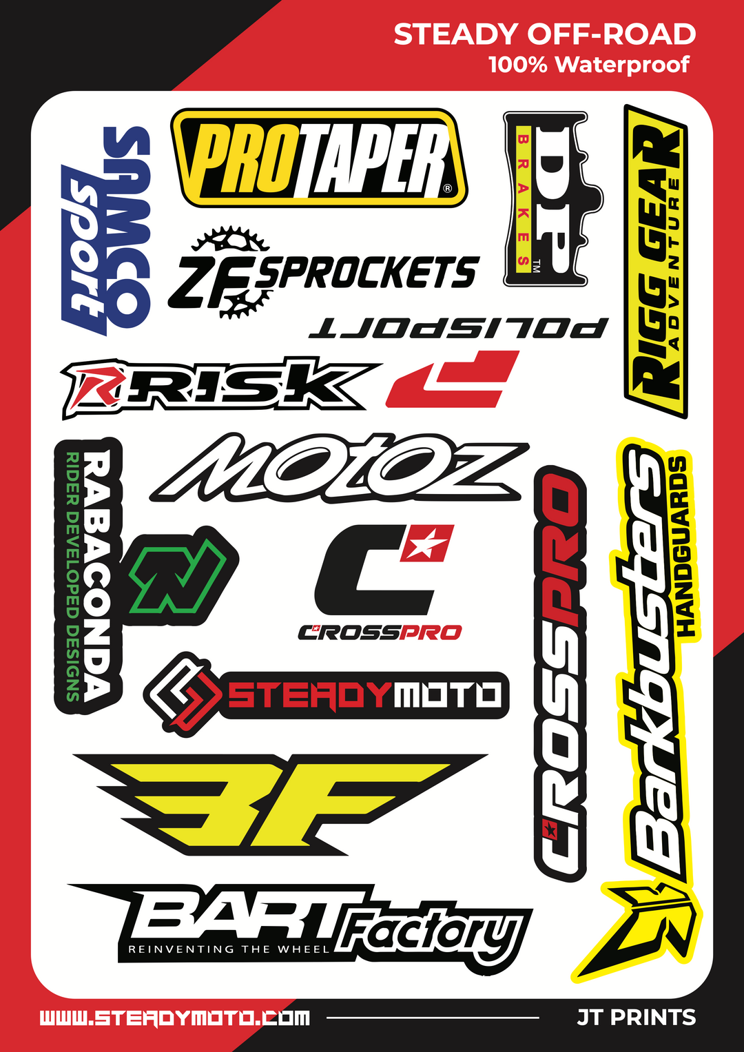 STEADY A4 Sticker Sheet Dirt Bike