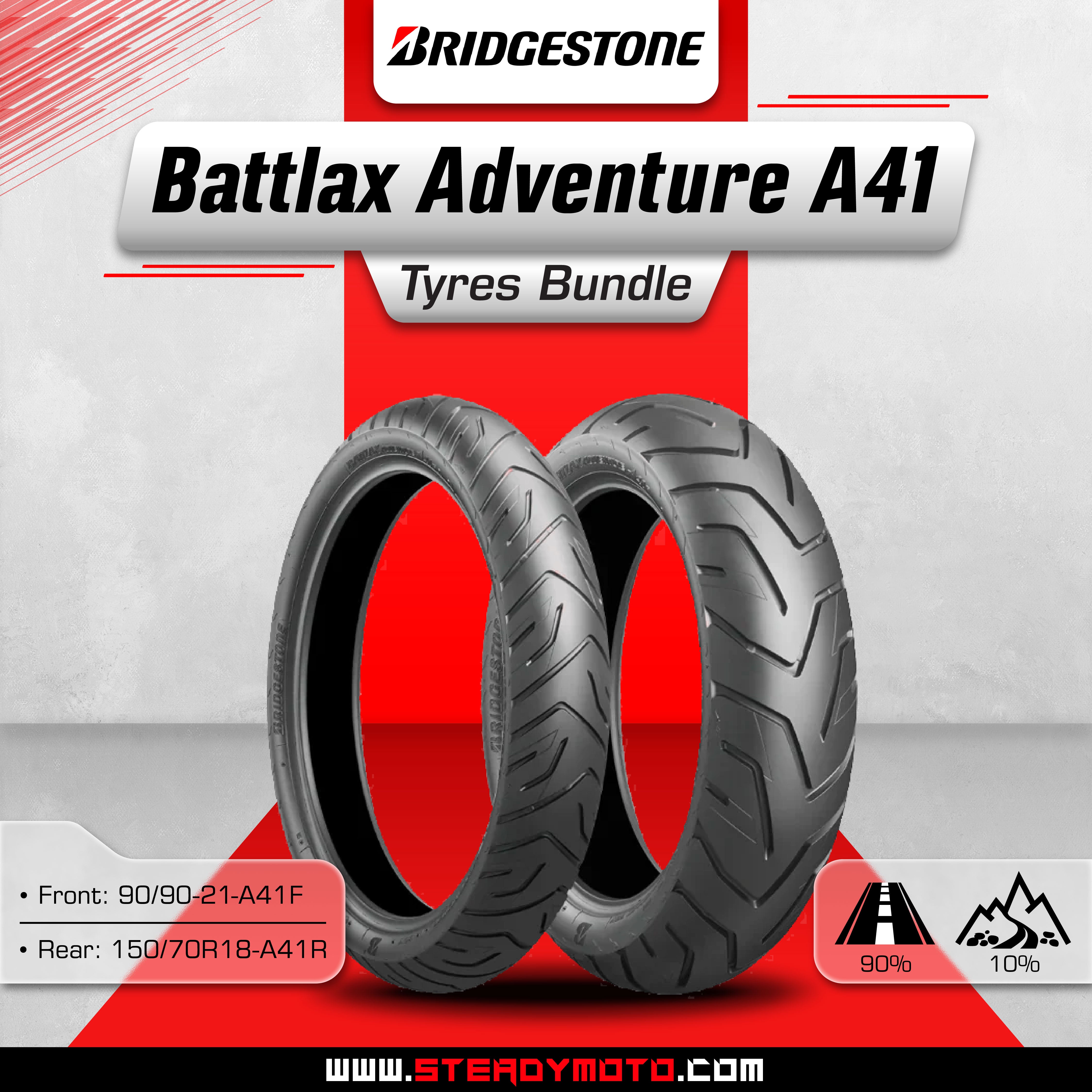 BRIDGESTONE BATTLAX Adventure A41 Bundle - F21/R18 – SteadyMoto