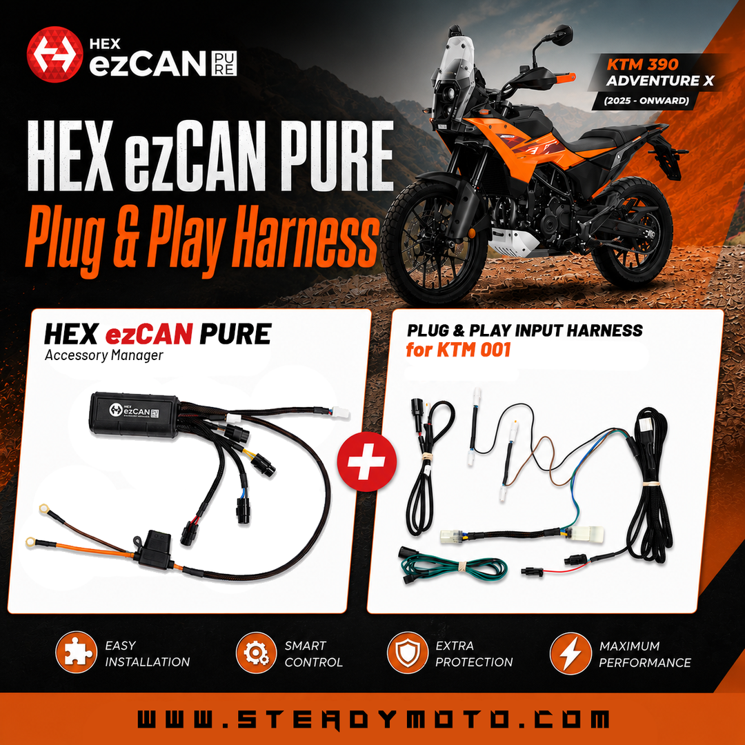 HEX ezCAN Pure with Plug & Play Harness for KTM 390 Adv R/X & Enduro R (2025-)