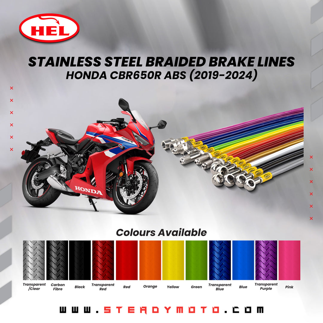 HEL Stainless Steel Braided Brake Lines for HONDA CBR 650 R (2019-2024)