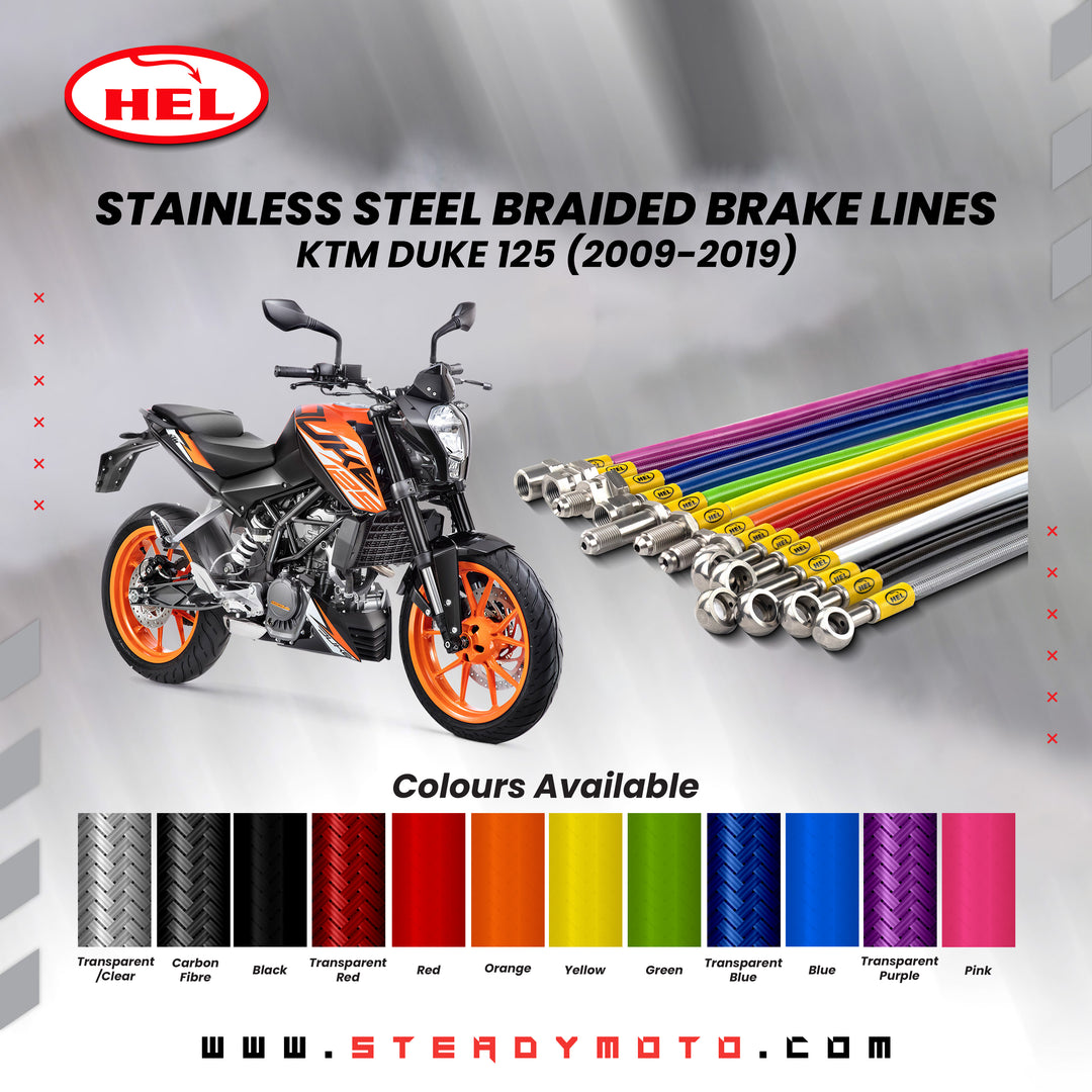 HEL Stainless Steel Braided Brake Lines for KTM 200 / 125 DUKE (2009-2019)