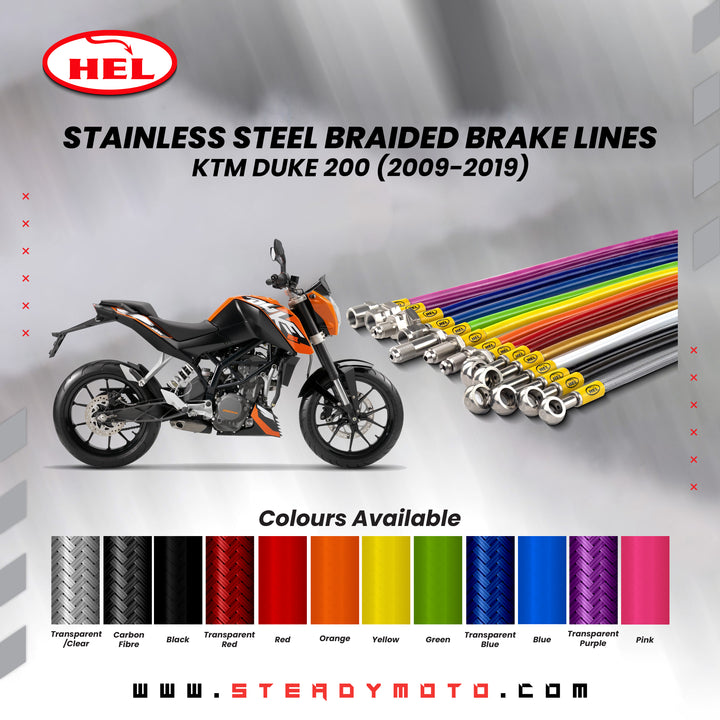 HEL Stainless Steel Braided Brake Lines for KTM 200 / 125 DUKE (2009-2019)