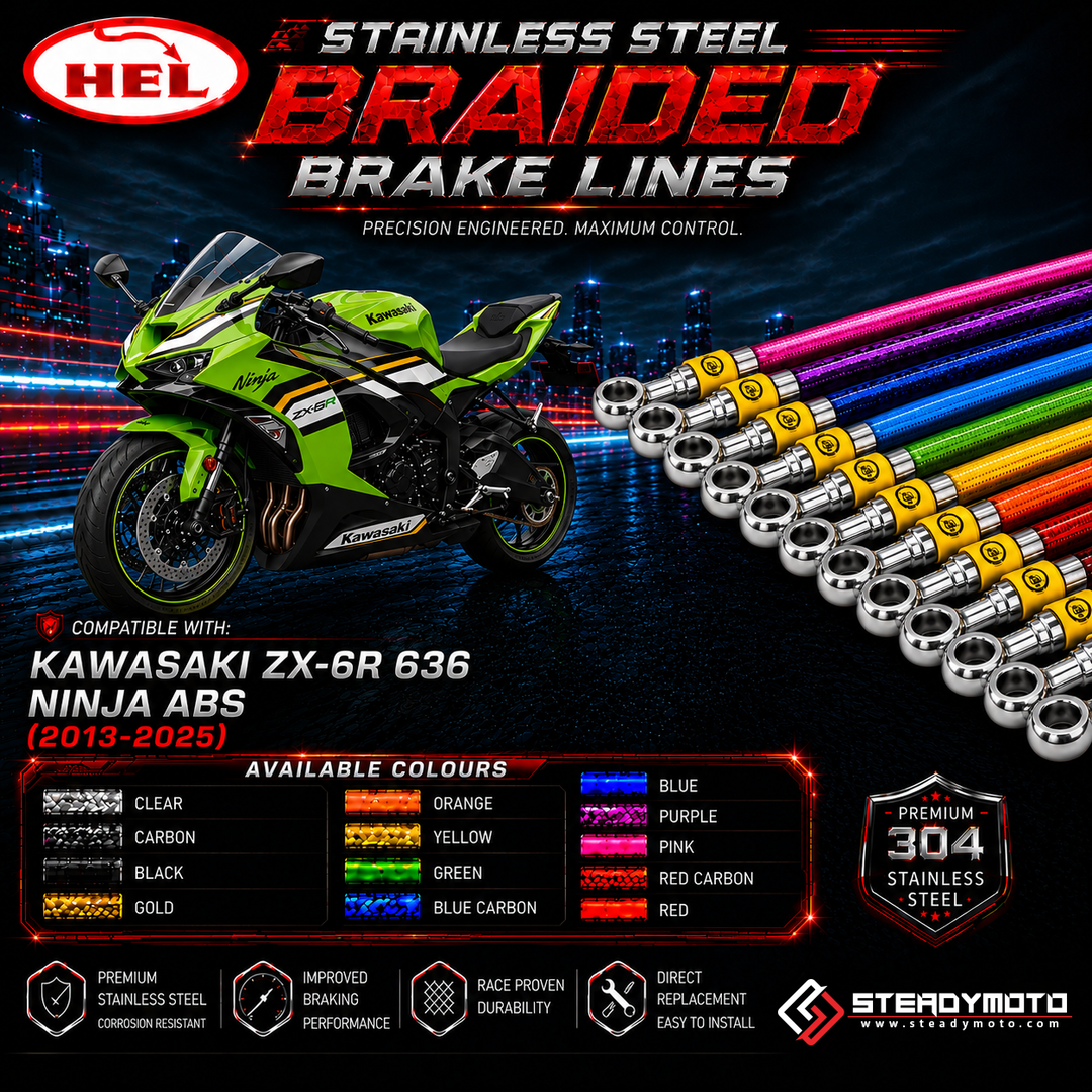 HEL Stainless Steel Braided Brake Lines for KAWASAKI ZX-6R 636 Ninja ABS (2013-2025)