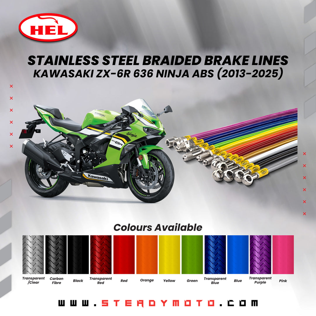 HEL Stainless Steel Braided Brake Lines for KAWASAKI ZX-6R Ninja (2013-2025)