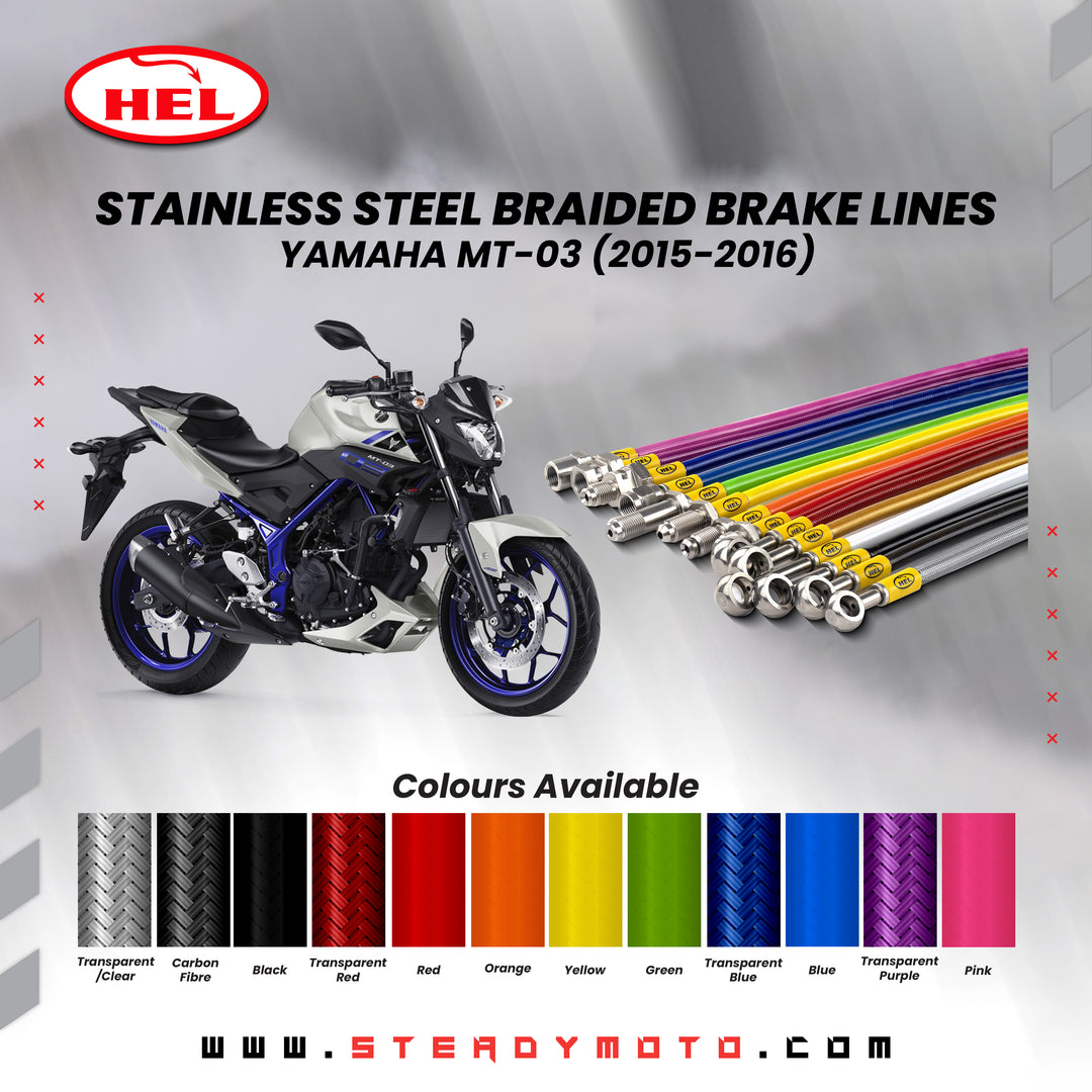 HEL Stainless Steel Braided Brake Lines for YAMAHA YZF R3 / MT-03 (2015-2016)