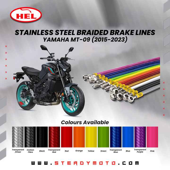 HEL Stainless Steel Braided Brake Lines for YAMAHA MT-09 / MT-09 TRACER / XSR 900 (2015-2019)