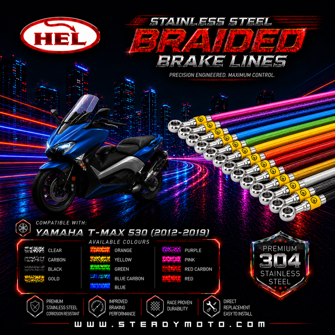 HEL Stainless Steel Braided Brake Lines for YAMAHA T-MAX 530 (2012-2019)