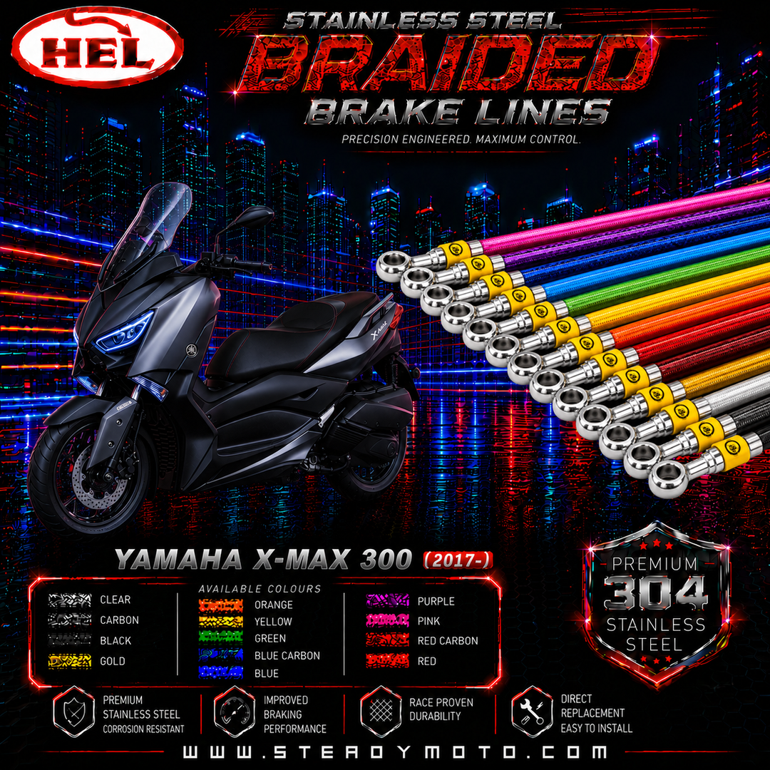 HEL Stainless Steel Braided Brake Lines for YAMAHA X-MAX 300 (2017-)