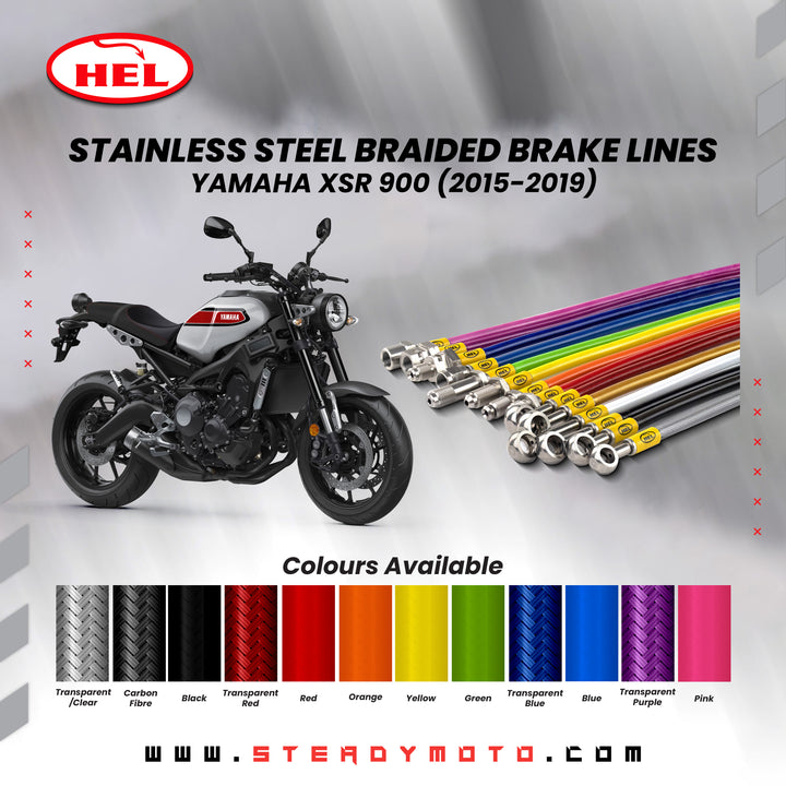 HEL Stainless Steel Braided Brake Lines for YAMAHA MT-09 / MT-09 TRACER / XSR 900 (2015-2019)