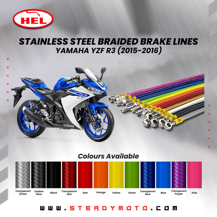 HEL Stainless Steel Braided Brake Lines for YAMAHA YZF R3 / MT-03 (2015-2016)