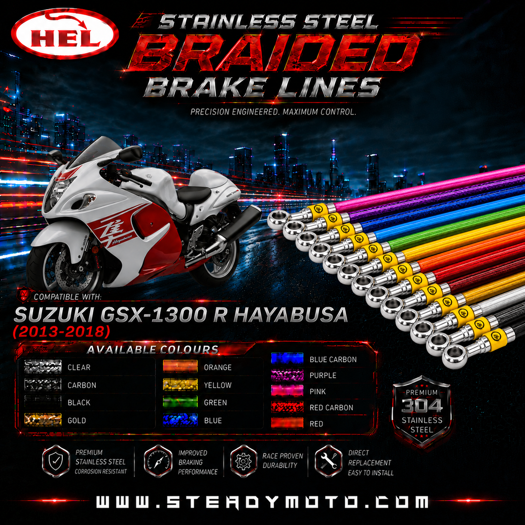 HEL Stainless Steel Braided Brake Lines for SUZUKI GSX-R 1300 HAYABUSA (2013-2018)