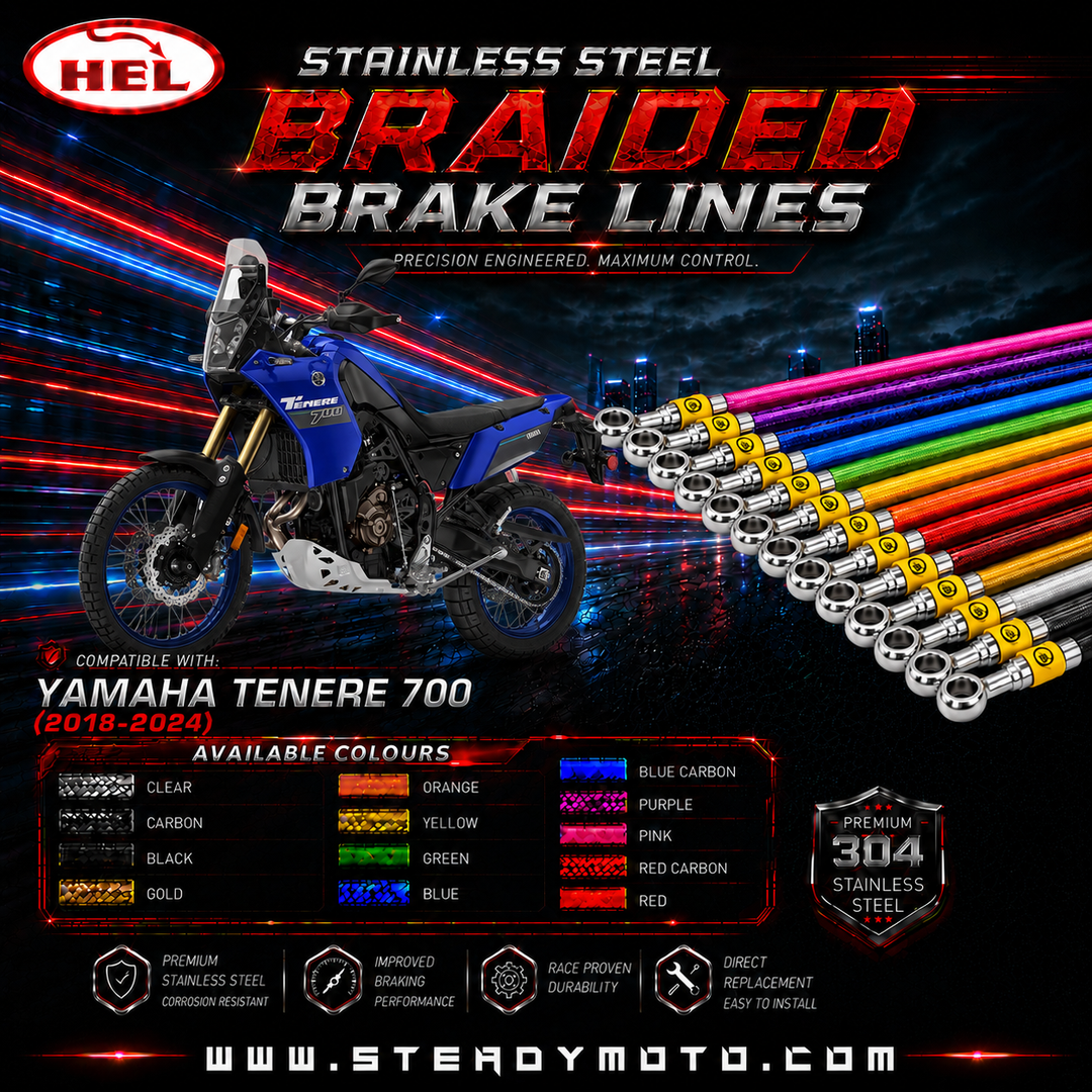 HEL Stainless Steel Braided Brake Lines for YAMAHA Tenere 700 (2019-2024)