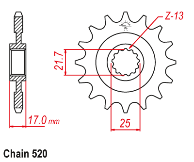 ZF Front Sprocket with Rubber Bushing for HONDA CB 400 X, CL 500, CMX 500 Rebel & NX 400