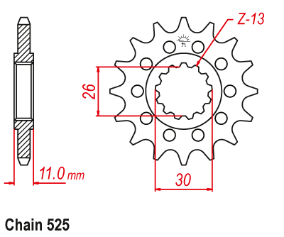 ZF Front Sprocket with Rubber Bushing for selected YAMAHA models