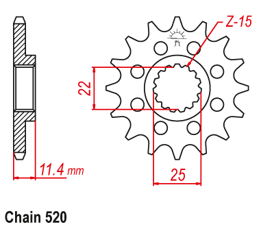 ZF Front Sprocket with Rubber Bushing for selected CF Moto, Husqvarna & KTM models